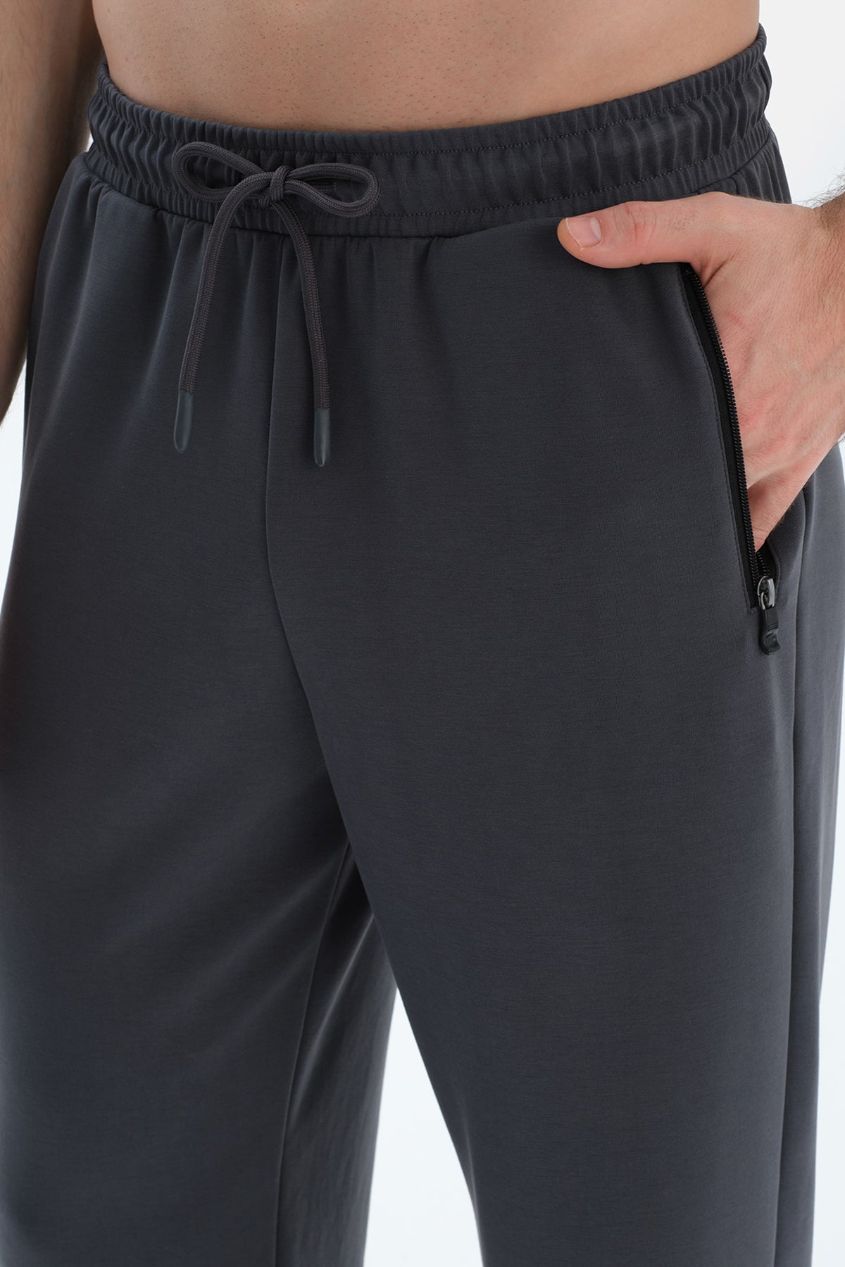 Füme Düz Paça Cepli Modal Pantolon