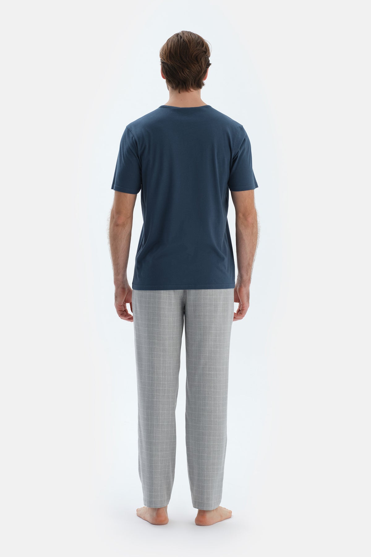 Gri Ekose Dokuma Pantolon