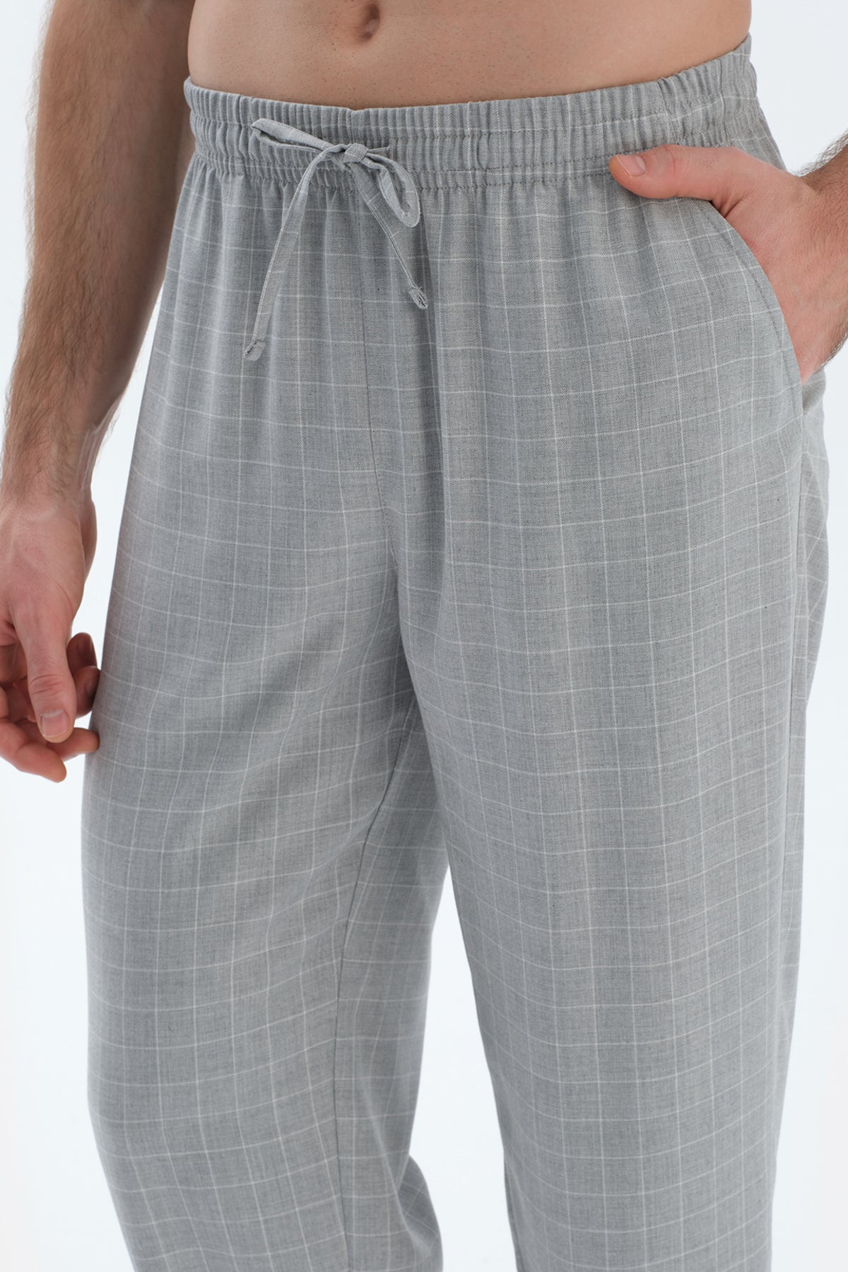 Gri Ekose Dokuma Pantolon