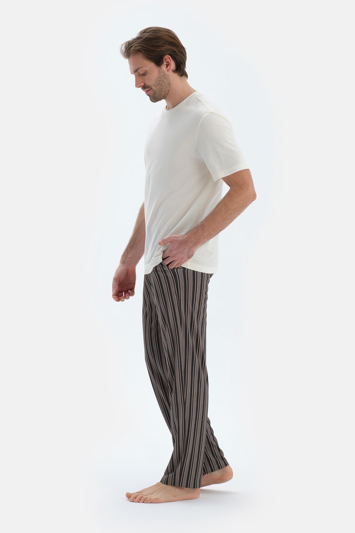 Antrasıt Metraj Baskılı Penye Modal Pantolon