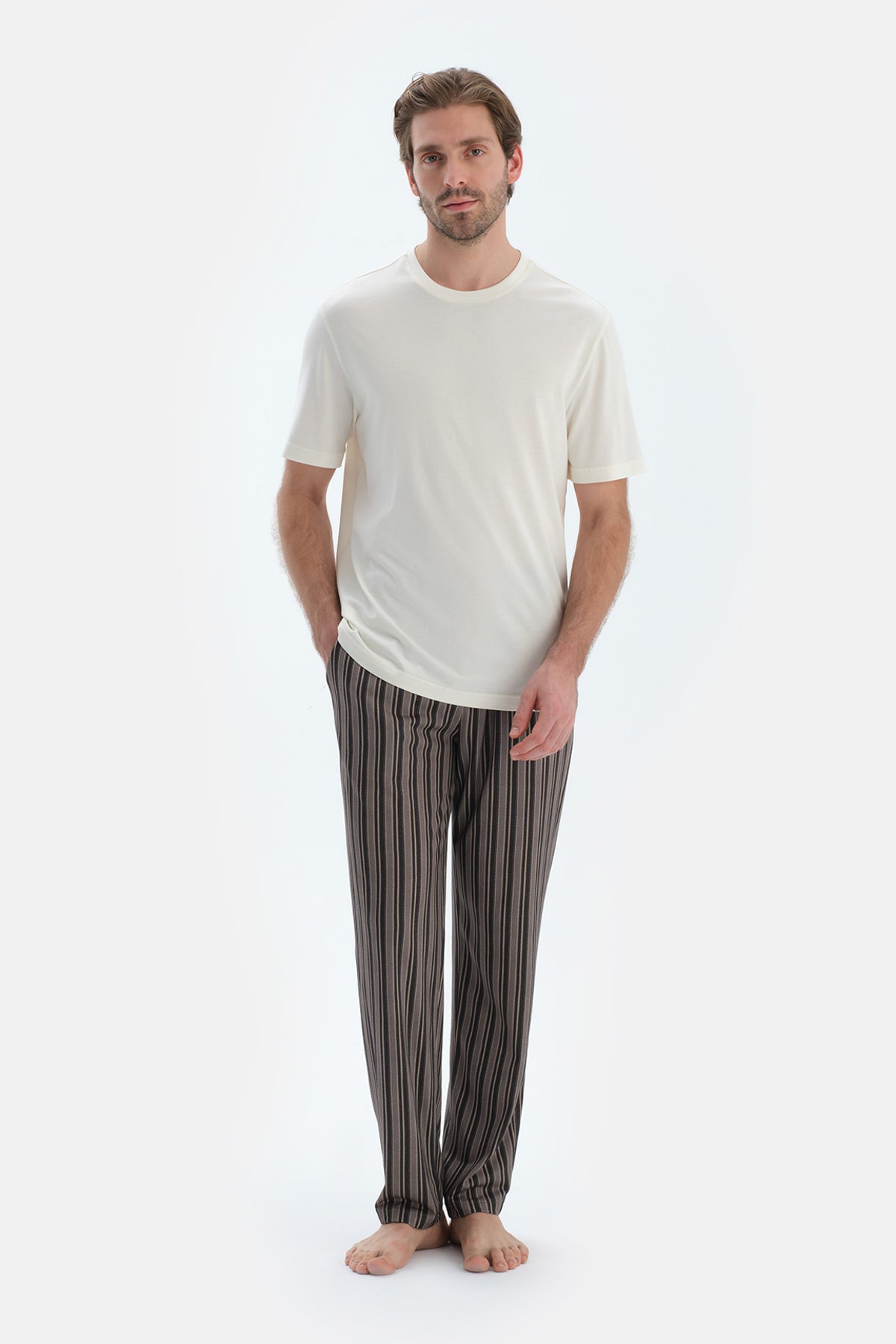 Antrasıt Metraj Baskılı Penye Modal Pantolon