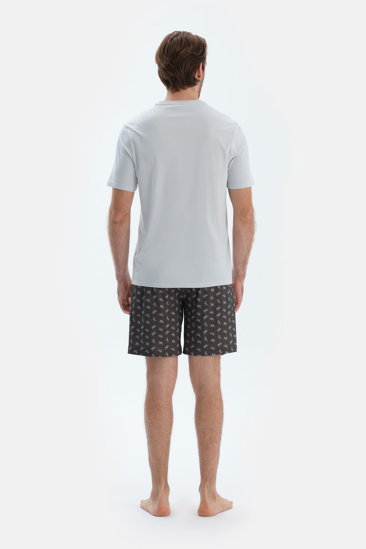 Siyah Metraj Baskılı Penye Modal Şort