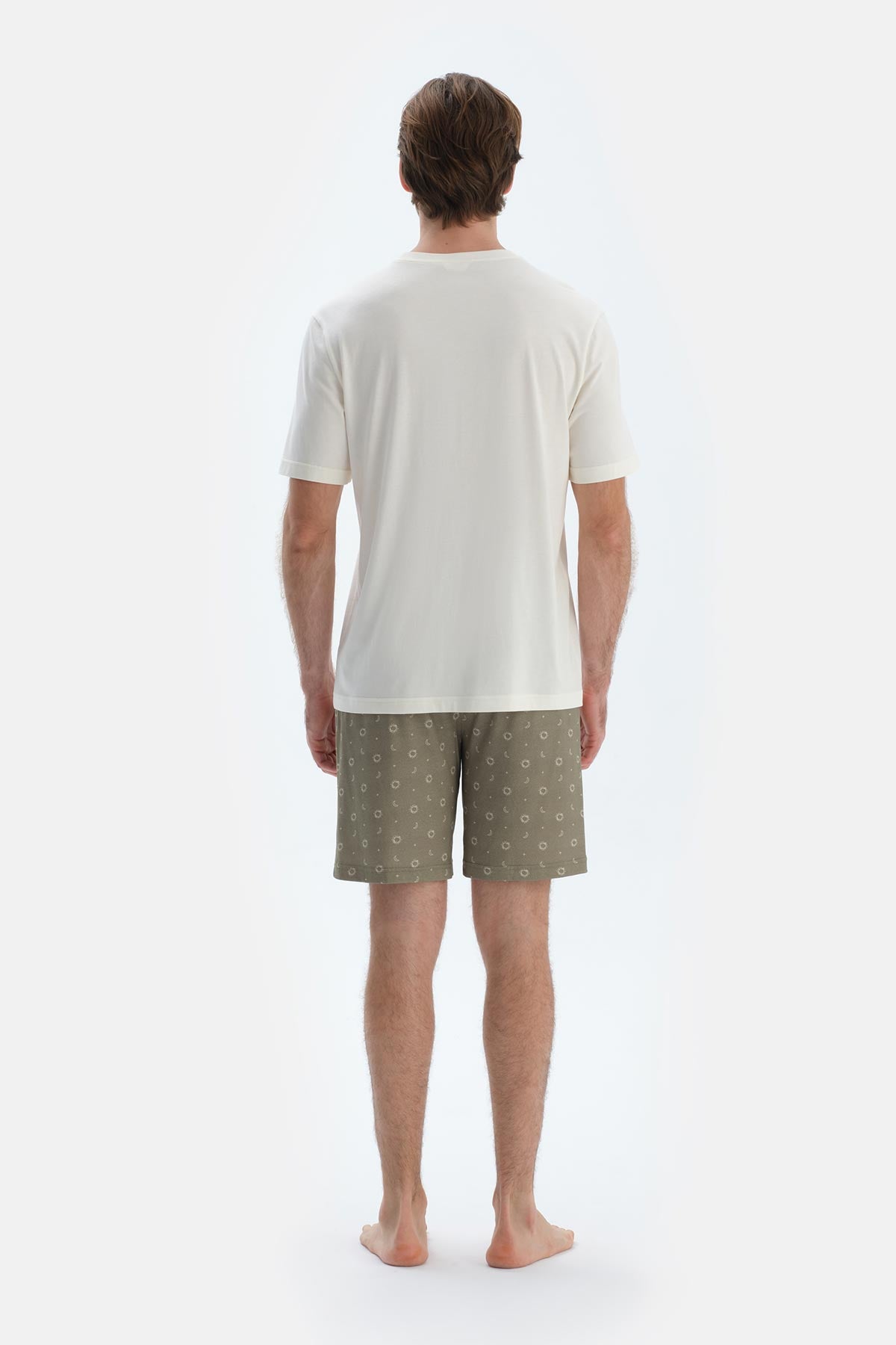 Açık Yeşil Metraj Baskılı Penye Modal Şort