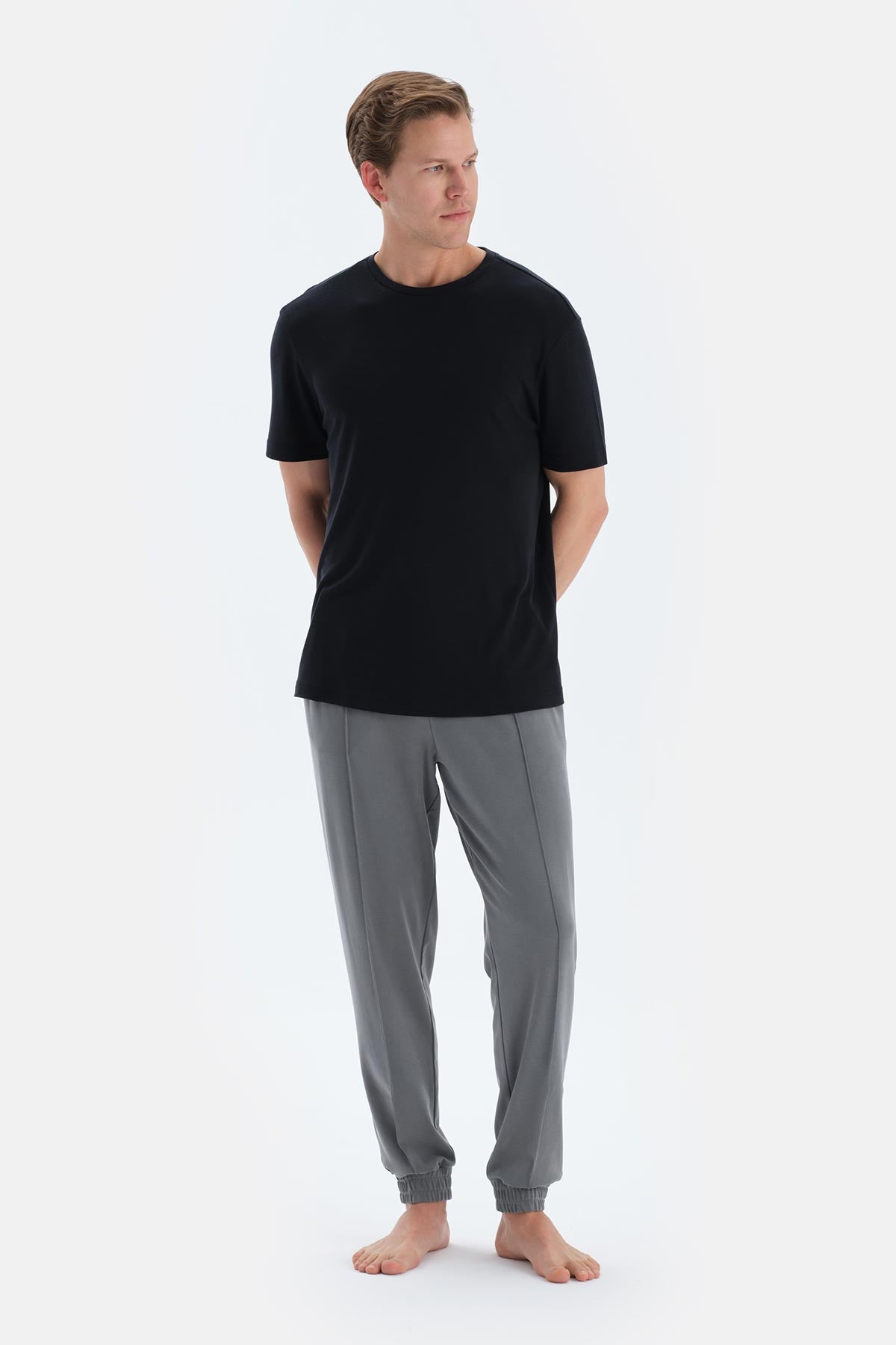 Antrasıt Patlet Detaylı Paça Bantlı Pantolon