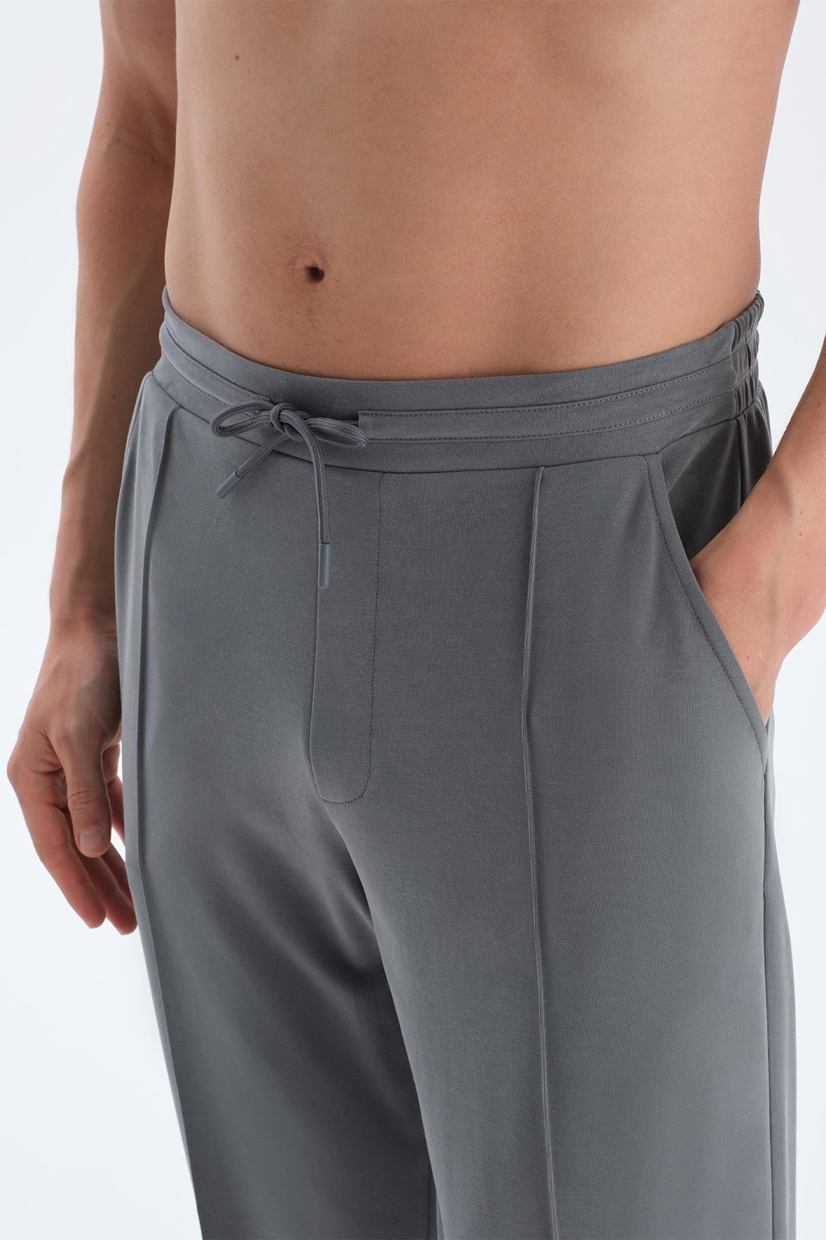 Antrasıt Patlet Detaylı Paça Bantlı Pantolon