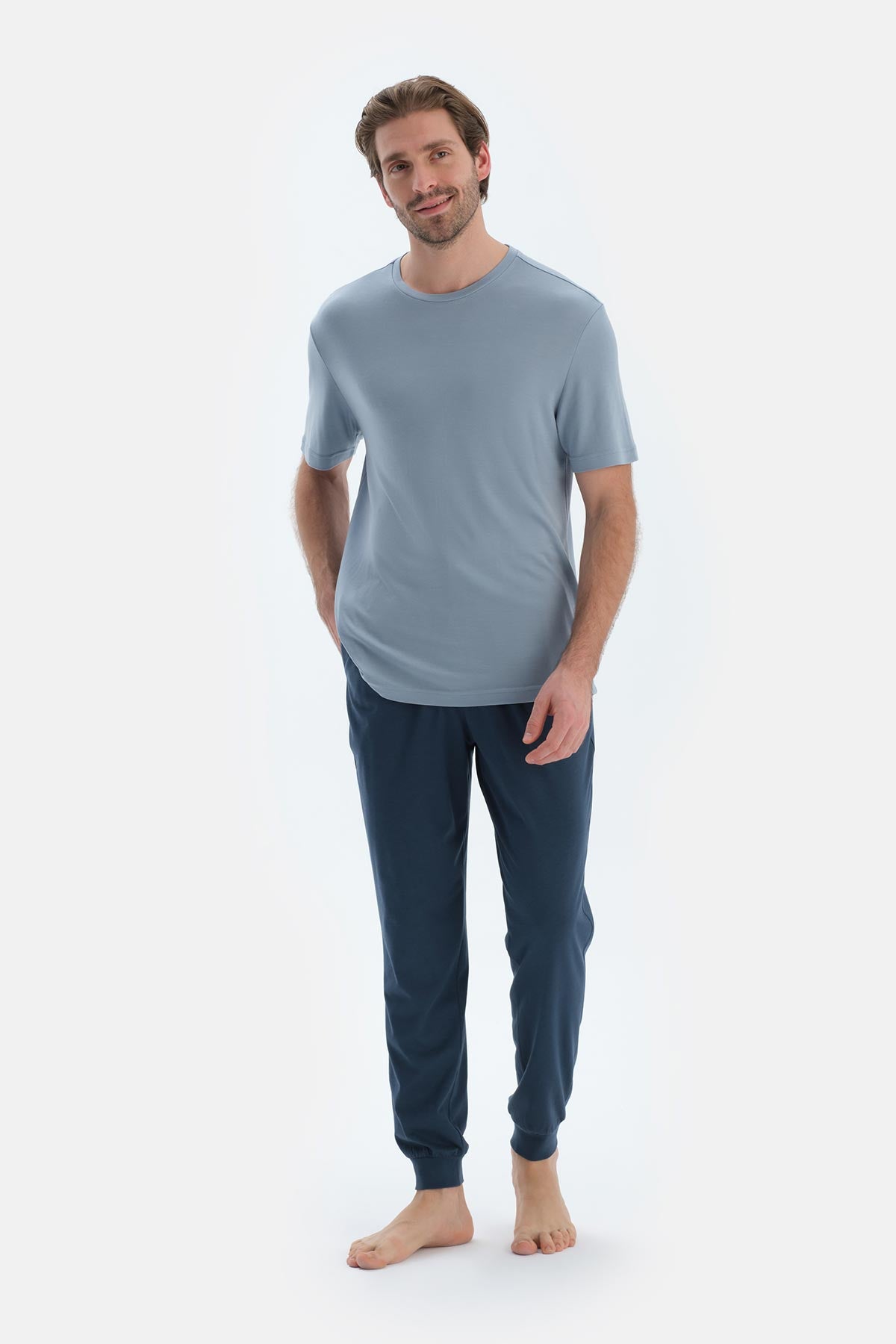 Lacivert Jogger Paça Basıc Penye Modal Pantolon