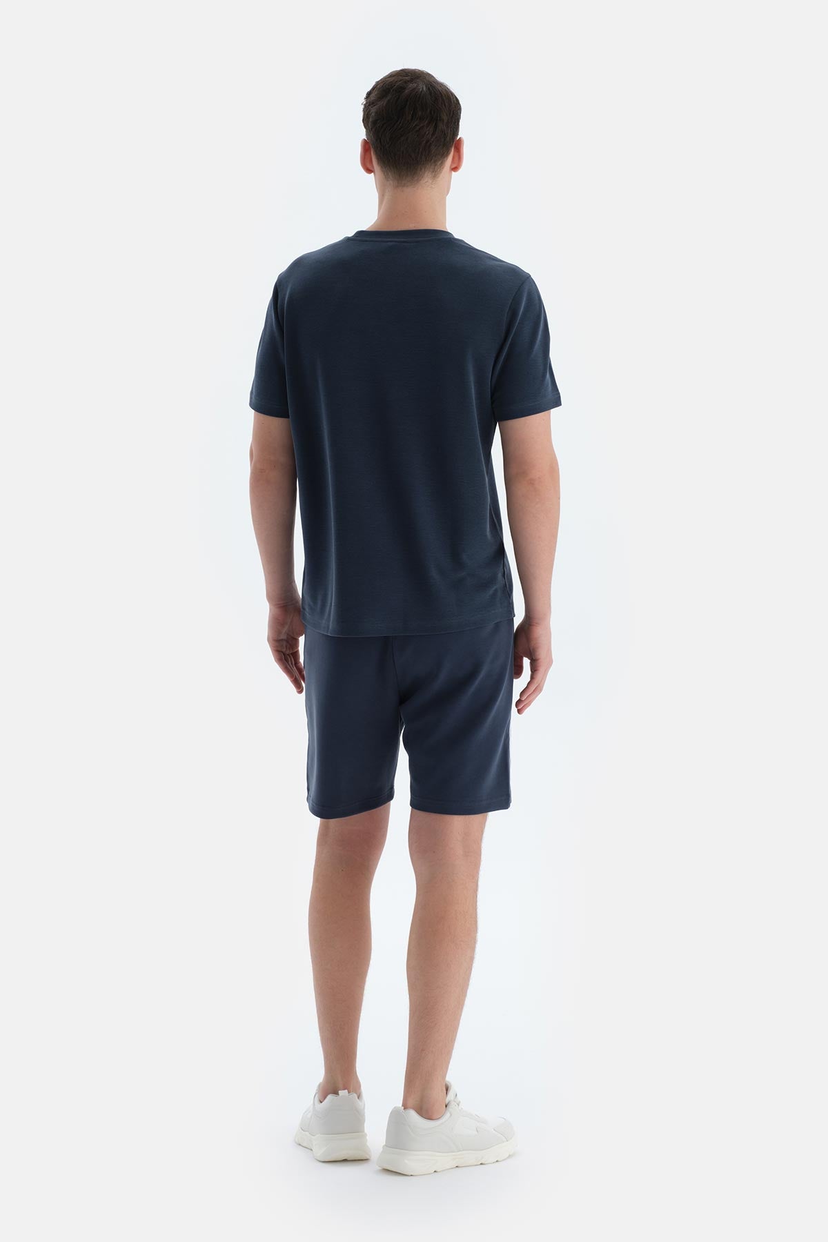 Lacivert Erkek Modal Karışımlı Biye Detaylı Şort