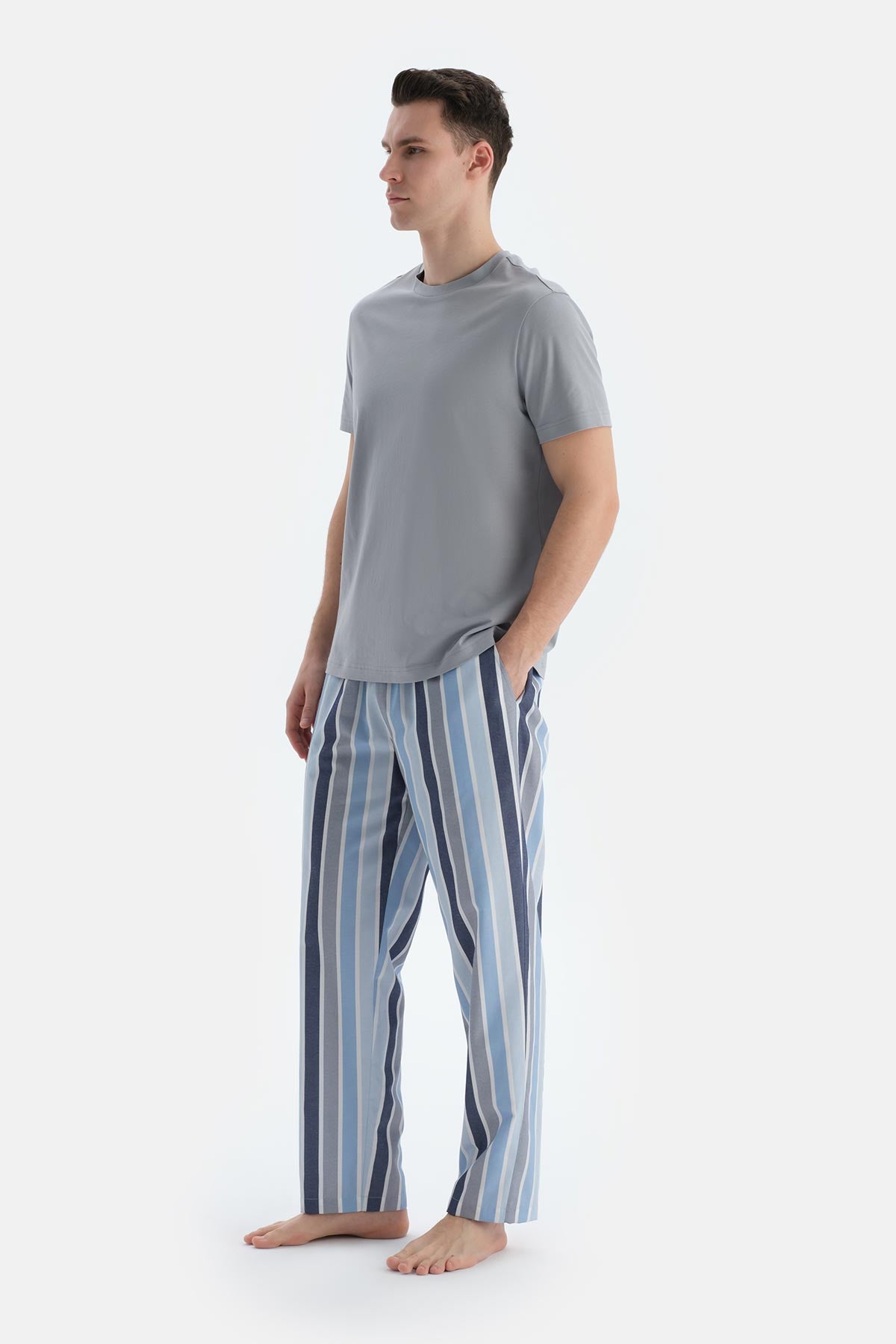 Multicolor Çizgili Dokuma Pantolon