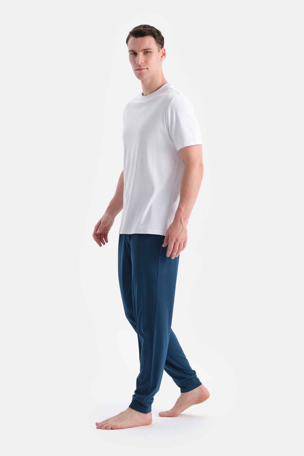 Petrol Yeşili Jogger Paça Basic Penye Modal Pantolon