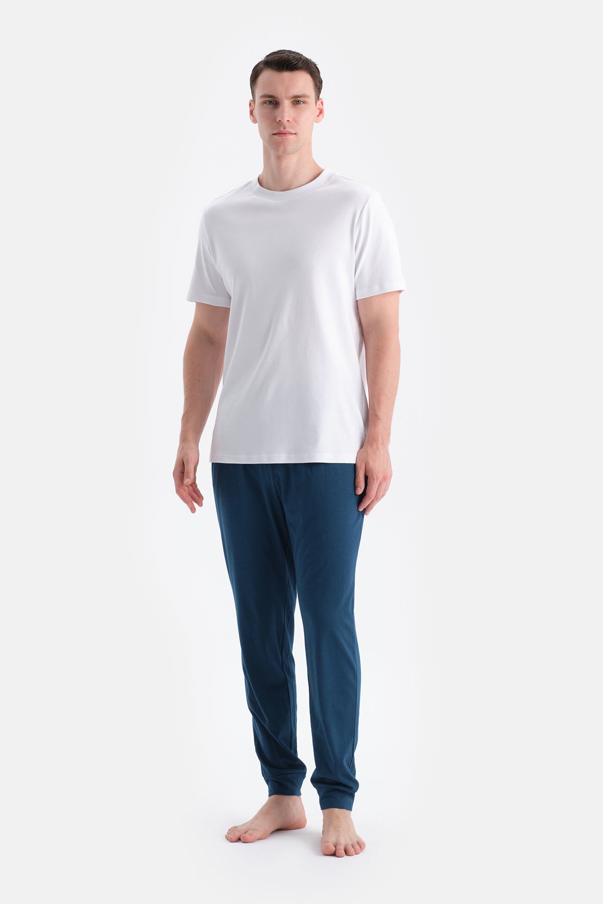 Petrol Yeşili Jogger Paça Basic Penye Modal Pantolon