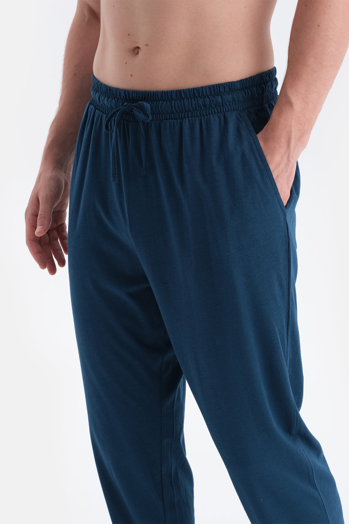 Petrol Yeşili Jogger Paça Basic Penye Modal Pantolon