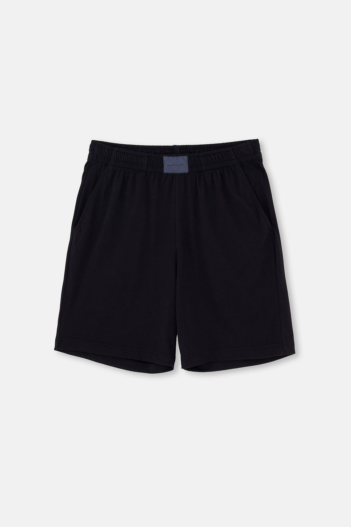 Gri-Siyah Dokuma Etiket Detaylı İkili Pamuk Modal Şort