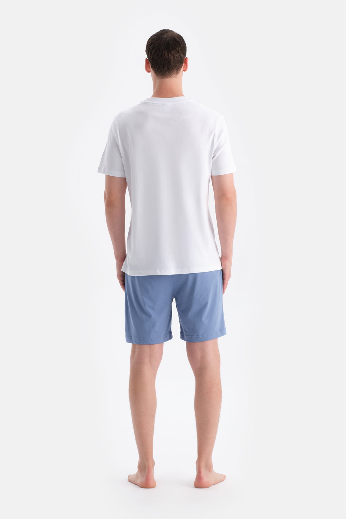 Lacivert-Mavi Pamuk Modal İkili Örme Şort