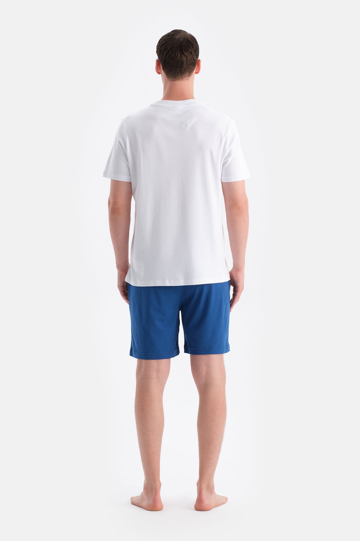 Lacivert-Mavi Pamuk Modal İkili Örme Şort