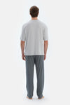 Grey CROW NECK OVERSIZE TOP COTTON MODAL PAJAMA SET