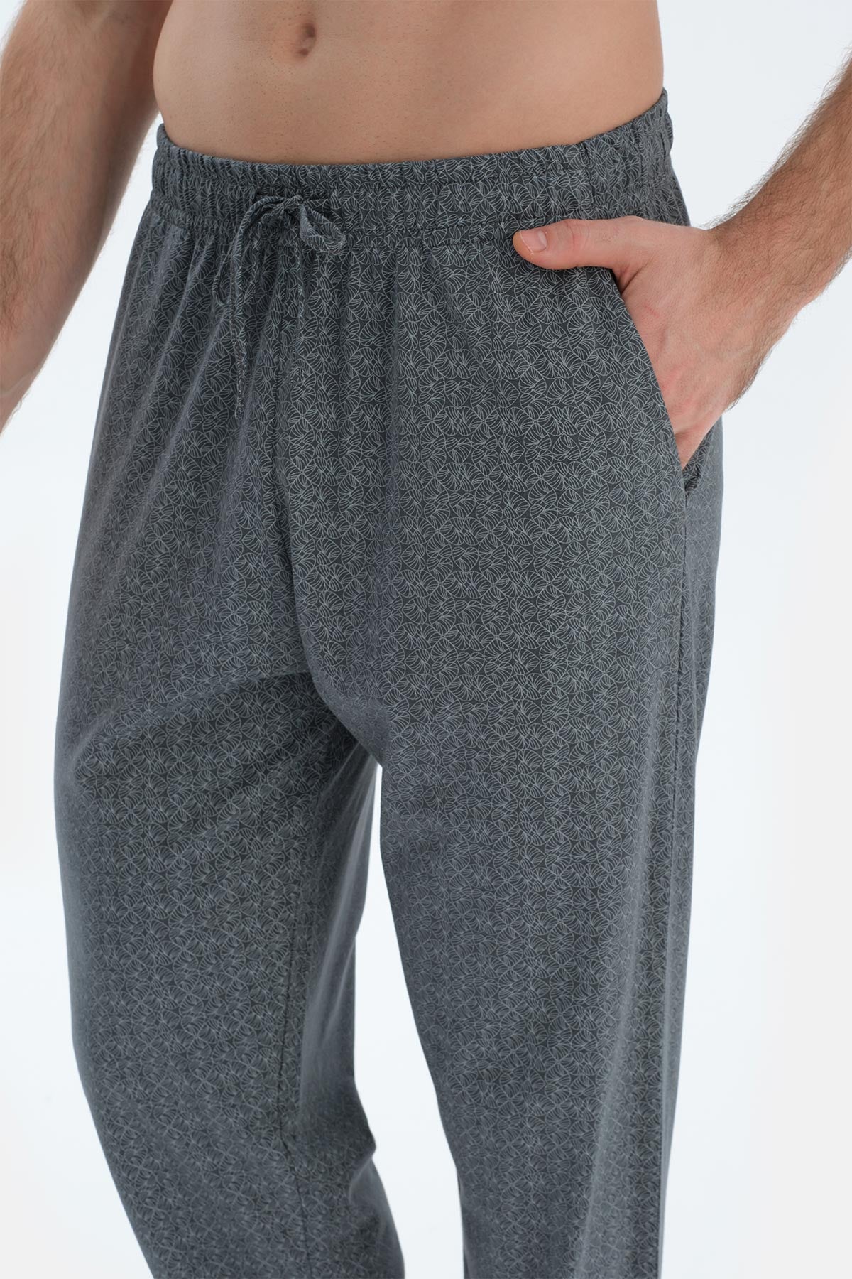 Grey CROW NECK OVERSIZE TOP COTTON MODAL PAJAMA SET