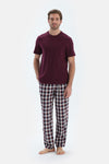 Bordeaux COTTON MODAL KNITTED TWO PANTS WITH POCKETS AND LACES