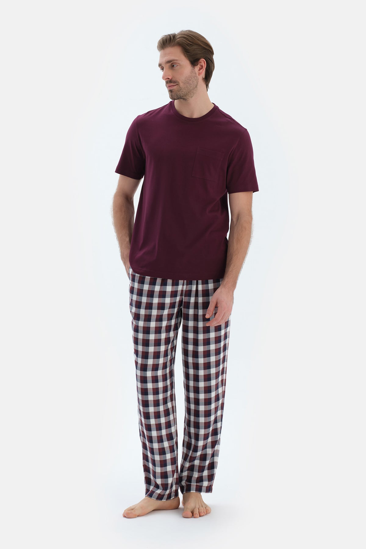 Bordeaux COTTON MODAL KNITTED TWO PANTS WITH POCKETS AND LACES