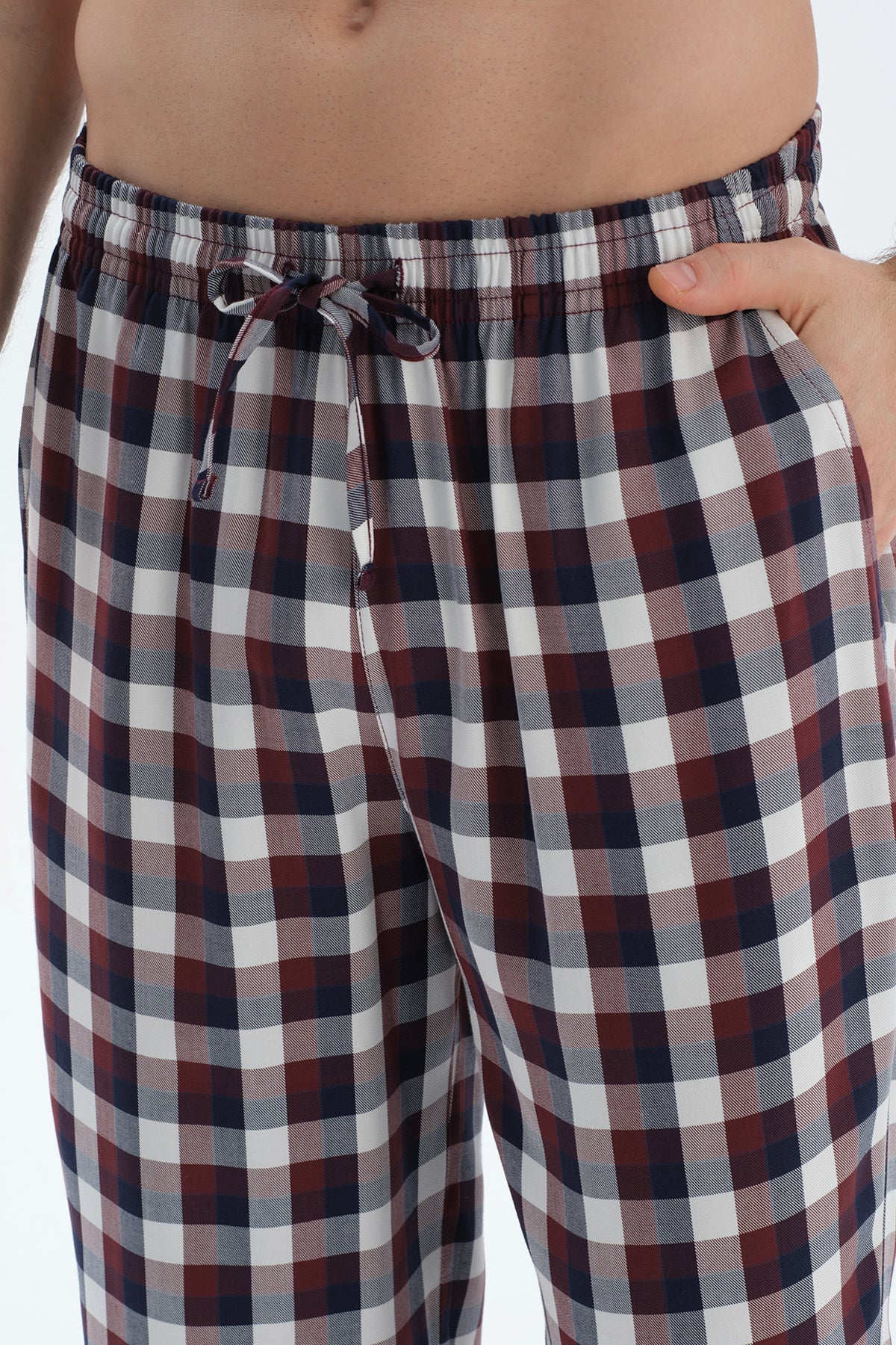 Bordeaux COTTON MODAL KNITTED TWO PANTS WITH POCKETS AND LACES