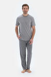 Grey COTTON MODAL KNITTED TWO PANTS WITH POCKETS AND LACES