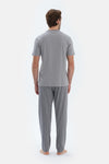 Grey COTTON MODAL KNITTED TWO PANTS WITH POCKETS AND LACES