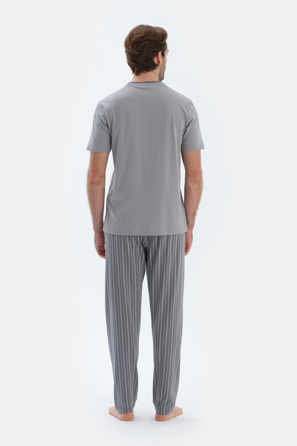 Grey COTTON MODAL KNITTED TWO PANTS WITH POCKETS AND LACES