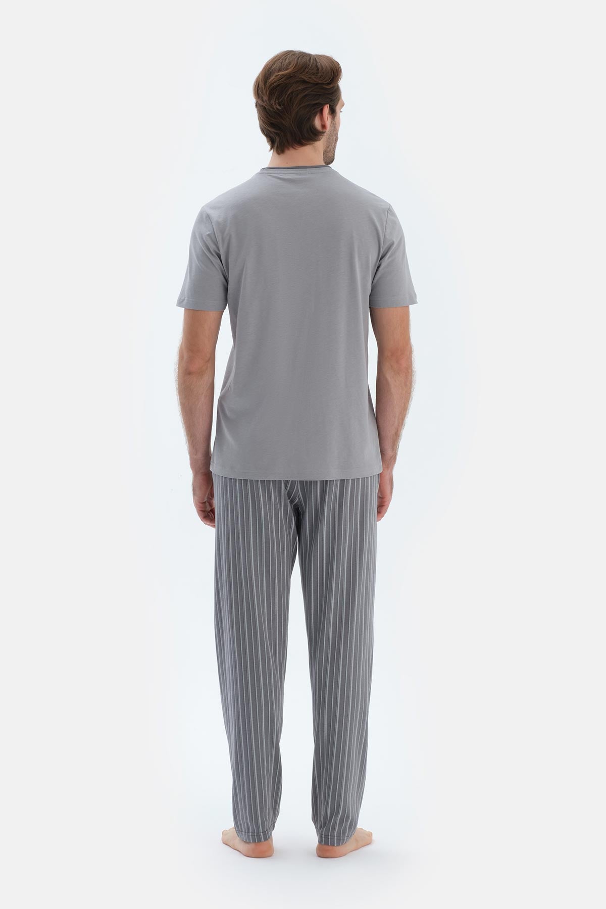 Grey COTTON MODAL KNITTED TWO PANTS WITH POCKETS AND LACES