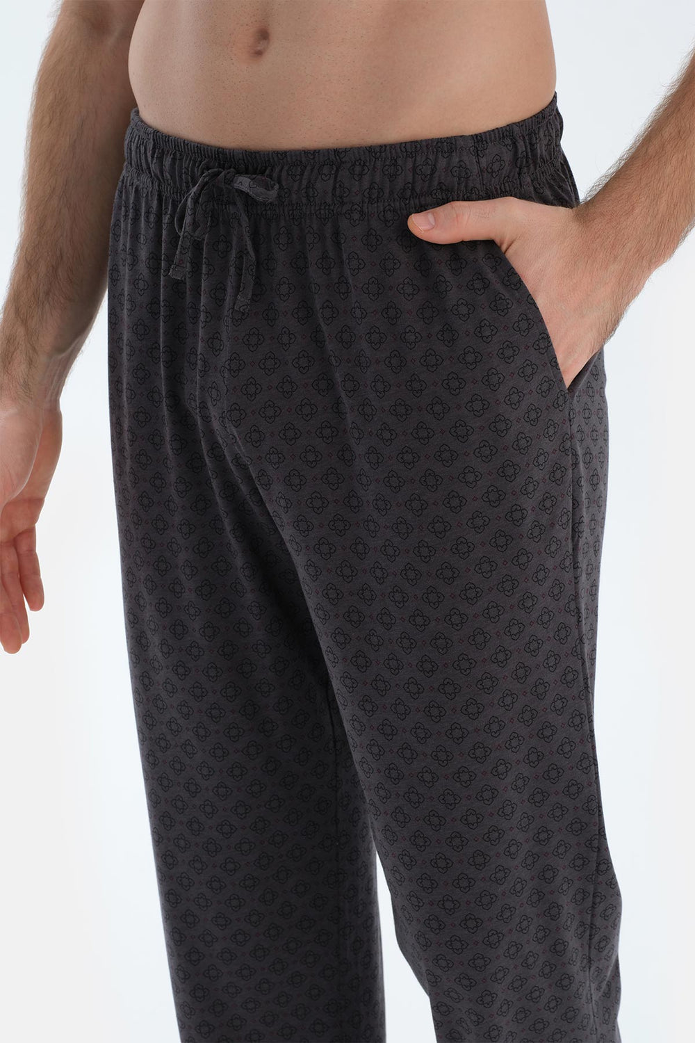 Anthracite COTTON MODAL KNITTED TWO PANTS WITH POCKETS AND LACES