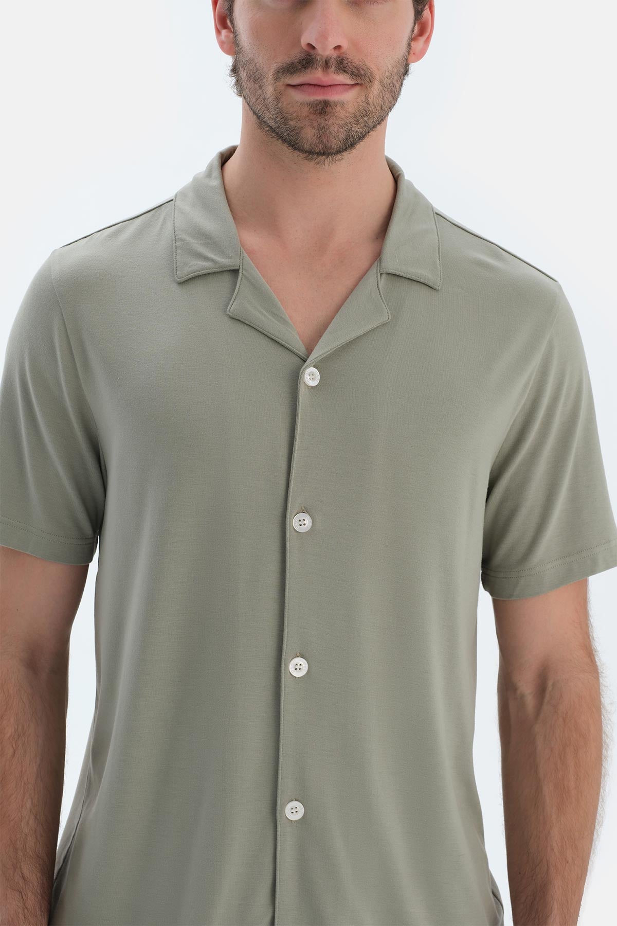 Bej Kısa Kollu Basıc Gömlek Pantolon Pijama Takımı