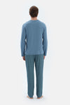 Blue COTTON MODAL KNITTED TWO PANTS WITH POCKETS AND LACES