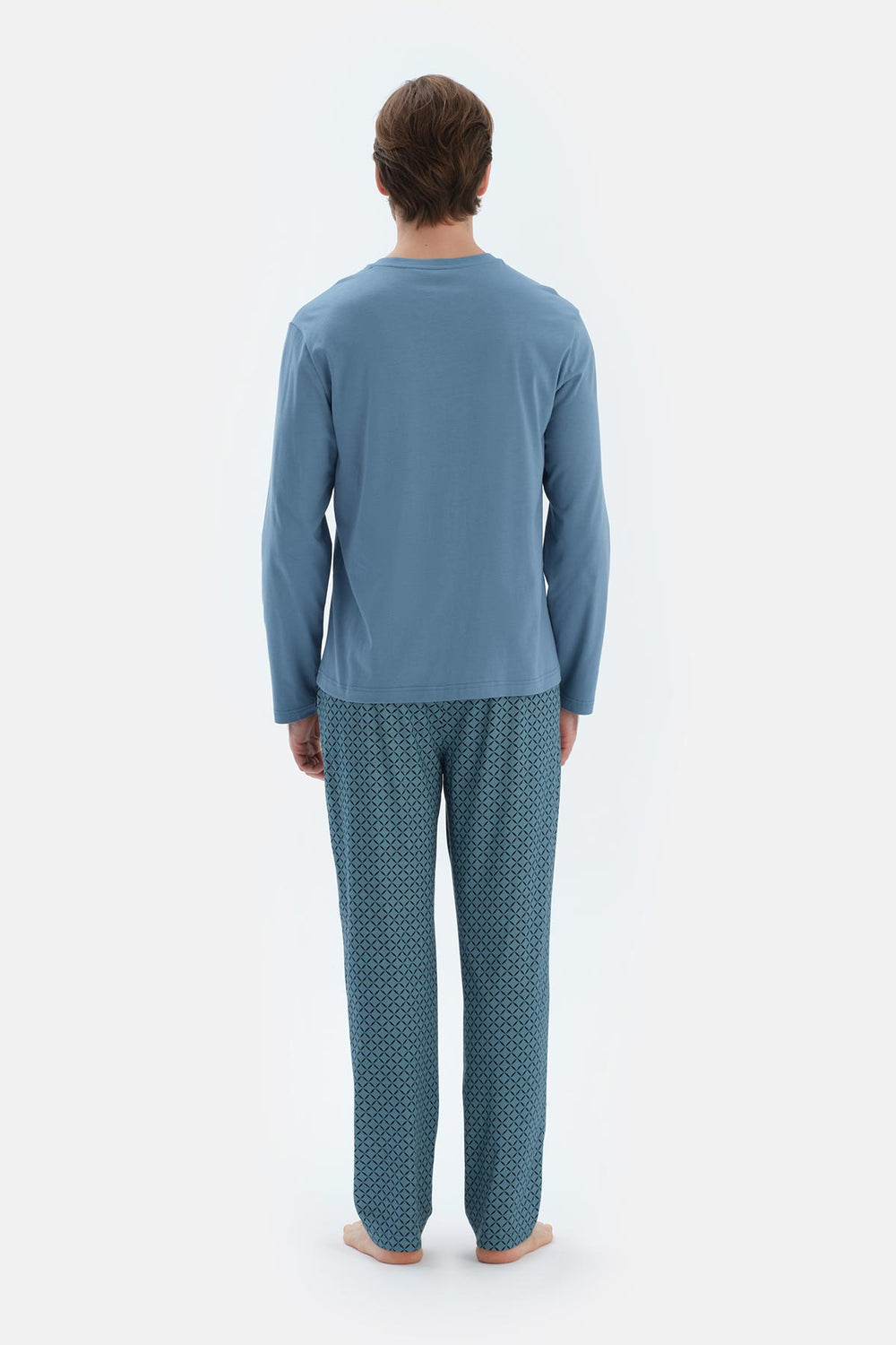 Blue COTTON MODAL KNITTED TWO PANTS WITH POCKETS AND LACES