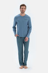 Blue COTTON MODAL KNITTED TWO PANTS WITH POCKETS AND LACES