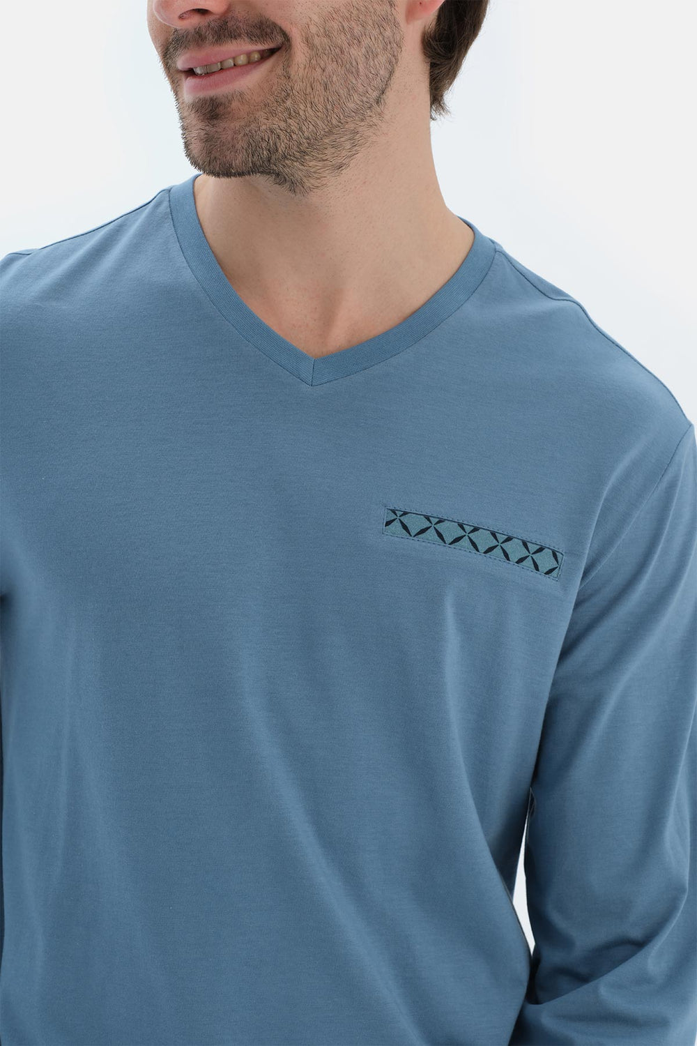 Blue COTTON MODAL KNITTED TWO PANTS WITH POCKETS AND LACES