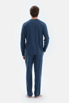 Lacivert Reglan Uzun Kollu Basıc Tişört Pantolon Pijama Takımı