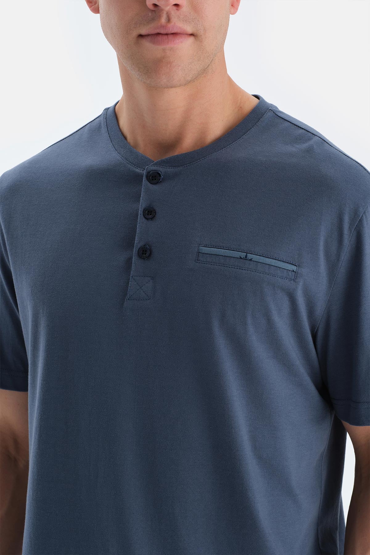 Indigo Pat Ve Fleto Cep Detaylı Tişört Pantolon Pijama Takımı