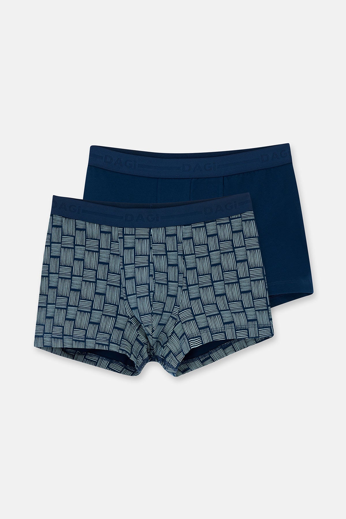 Lacivert Desenli Pamuk Boxer