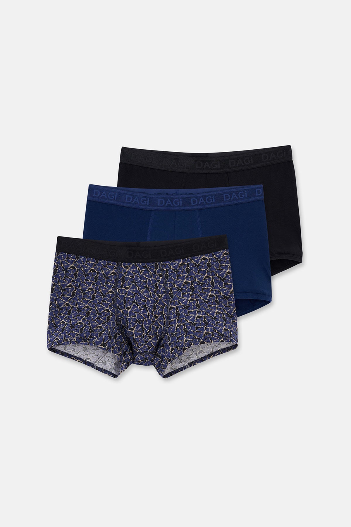 Lacivert 3'lü Desenli Micro Modal Boxer