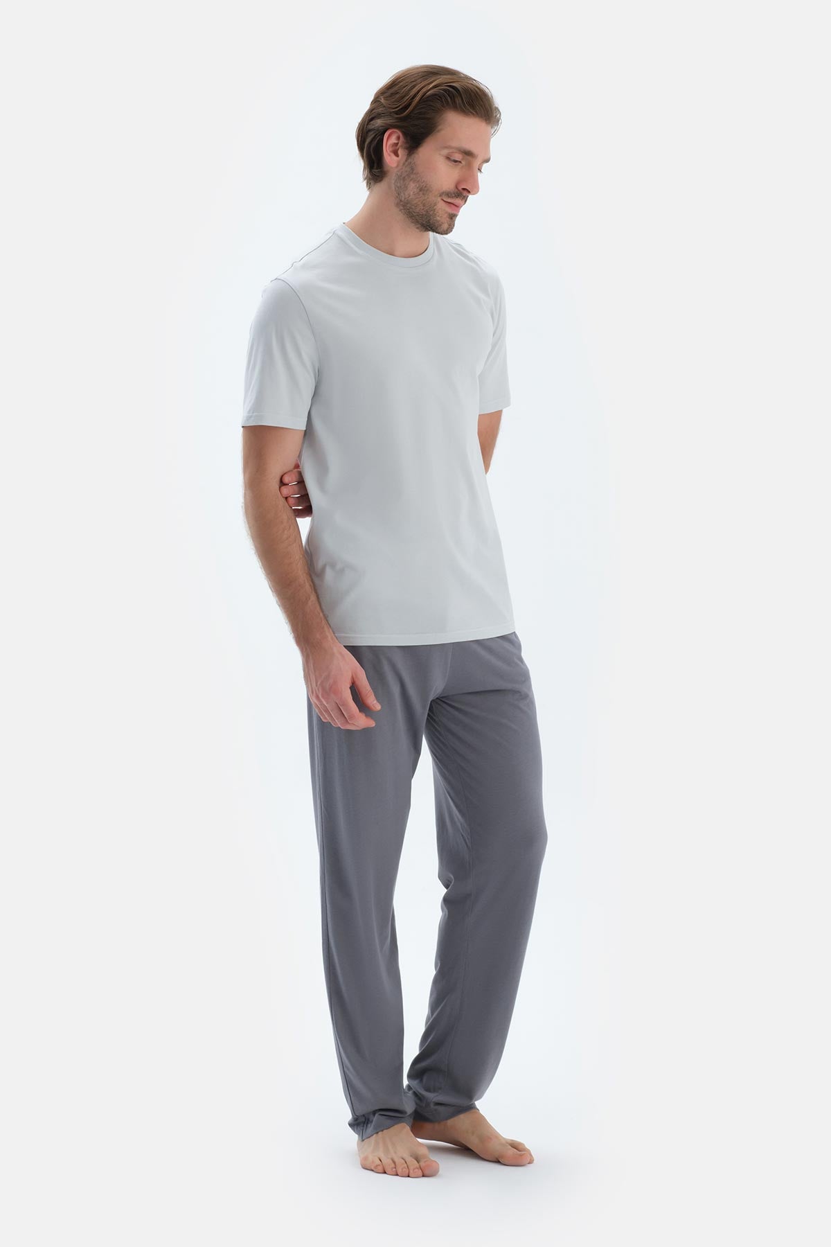 Indigo-Füme Indıgo- Pamuk Modal Örme Ikili Pijama Altı