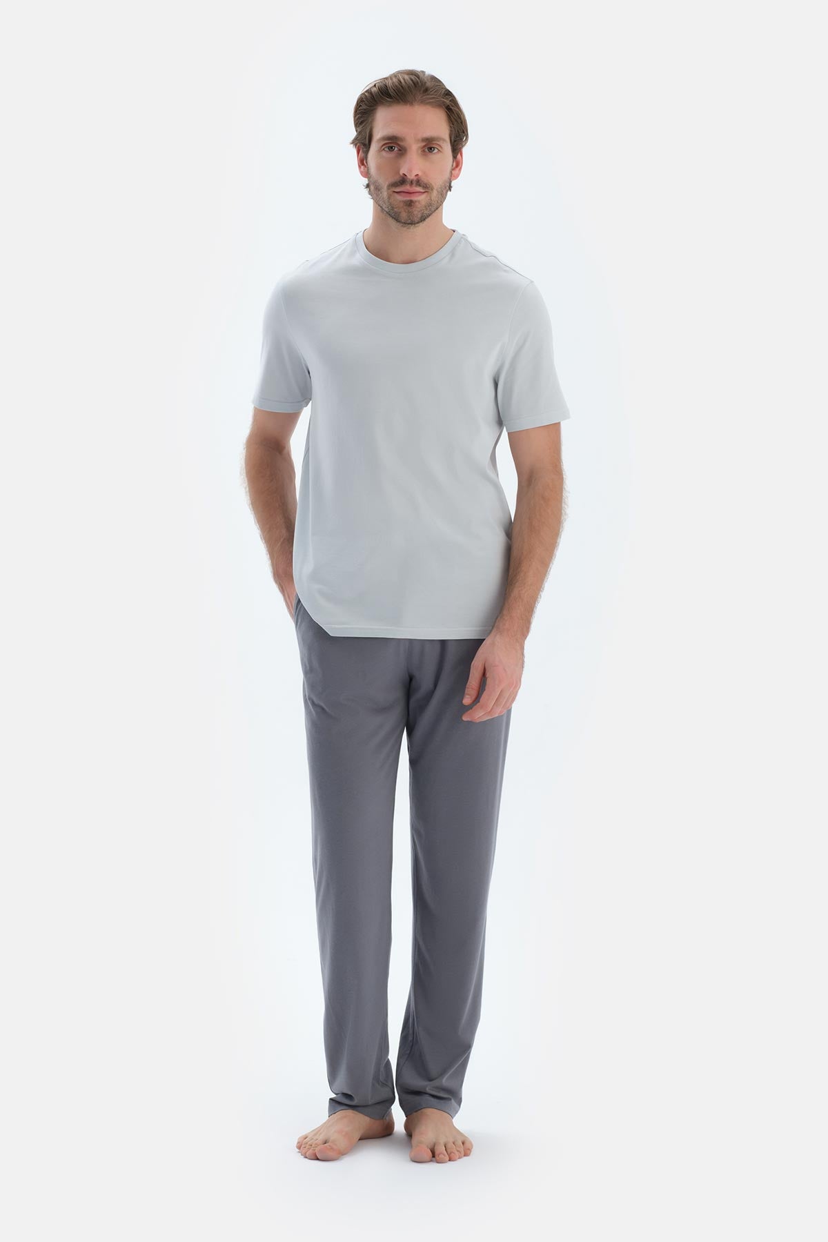 Indigo-Füme Indıgo- Pamuk Modal Örme Ikili Pijama Altı