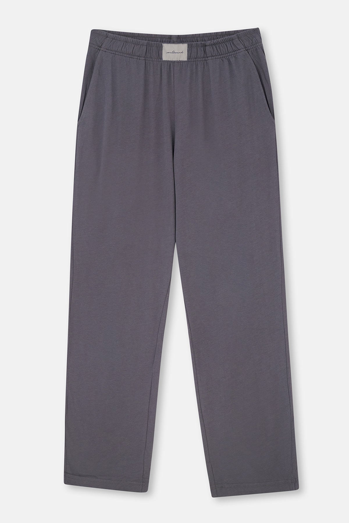 Gri–Yeşil Düz Paça Dokuma Etiket Detaylı Penye Modal Ikili Pantolon