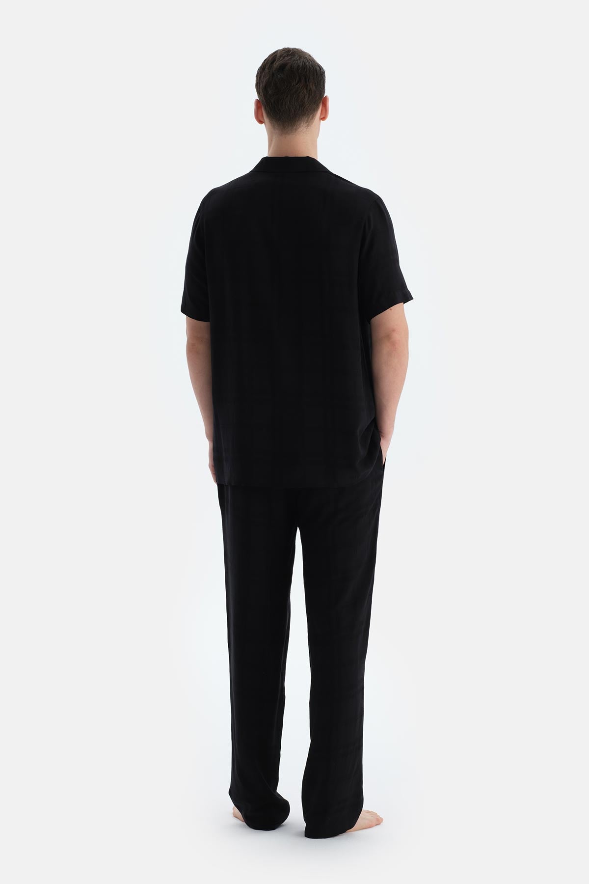 Siyah Çizgili Dokuma Groom Pantolon