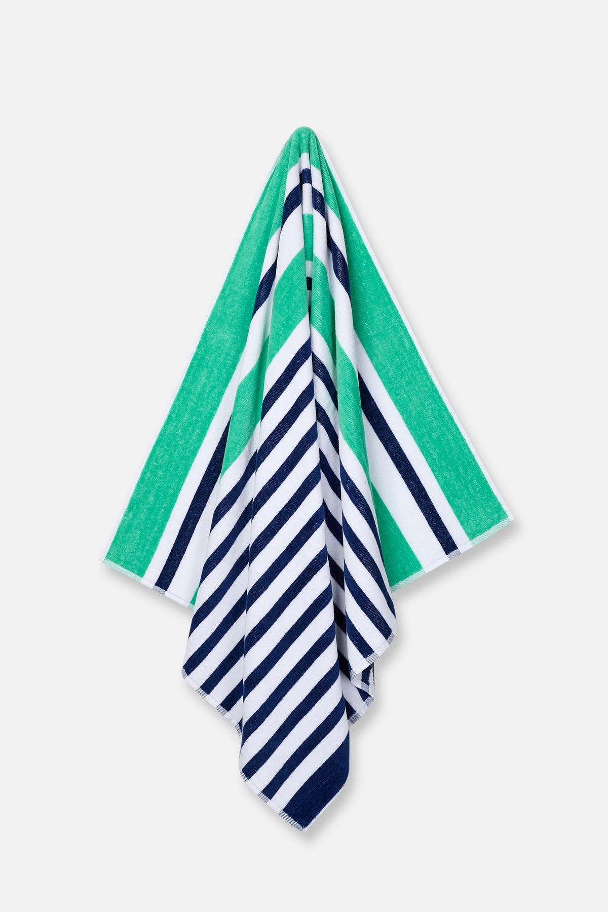 Lacivert Boyuna Çizgi Desenli Kadife Havlu 80X150