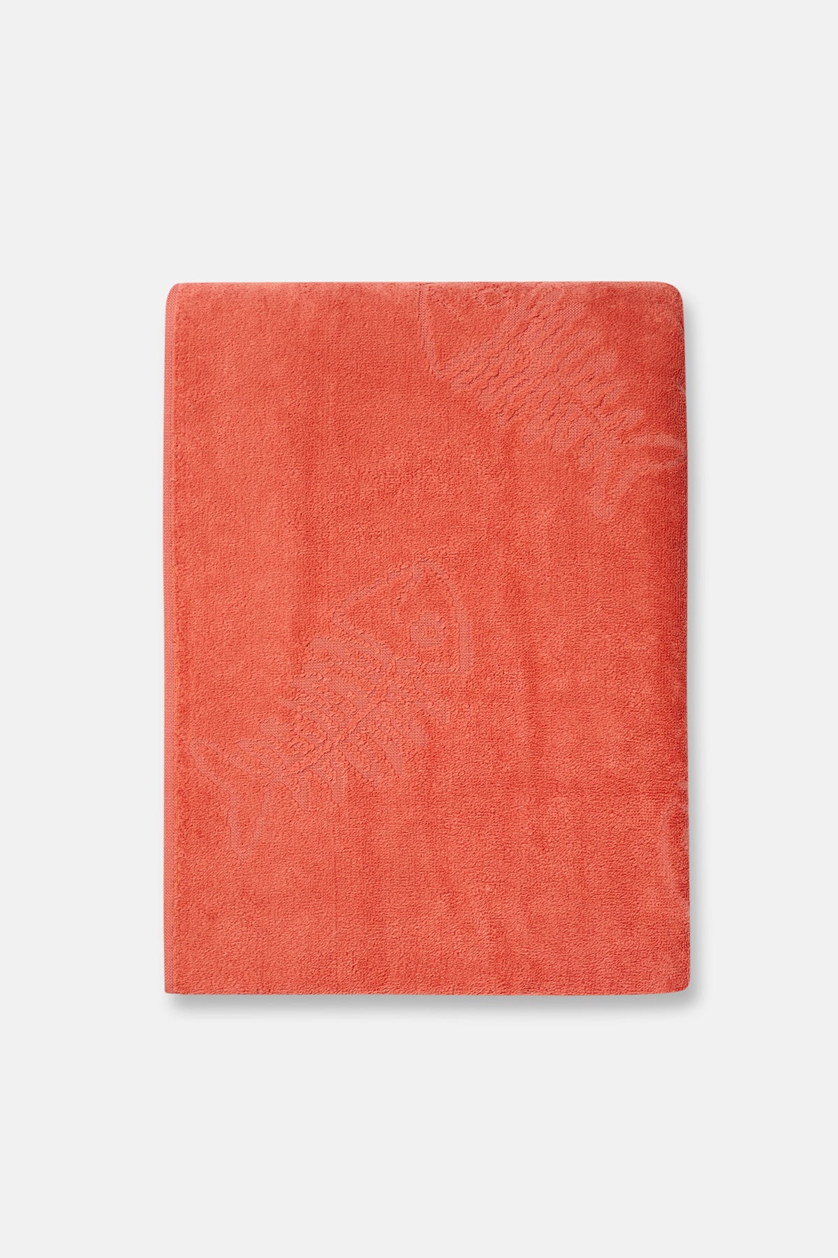 Turuncu Balık Desenli Kadife Plaj Havlusu 90X150