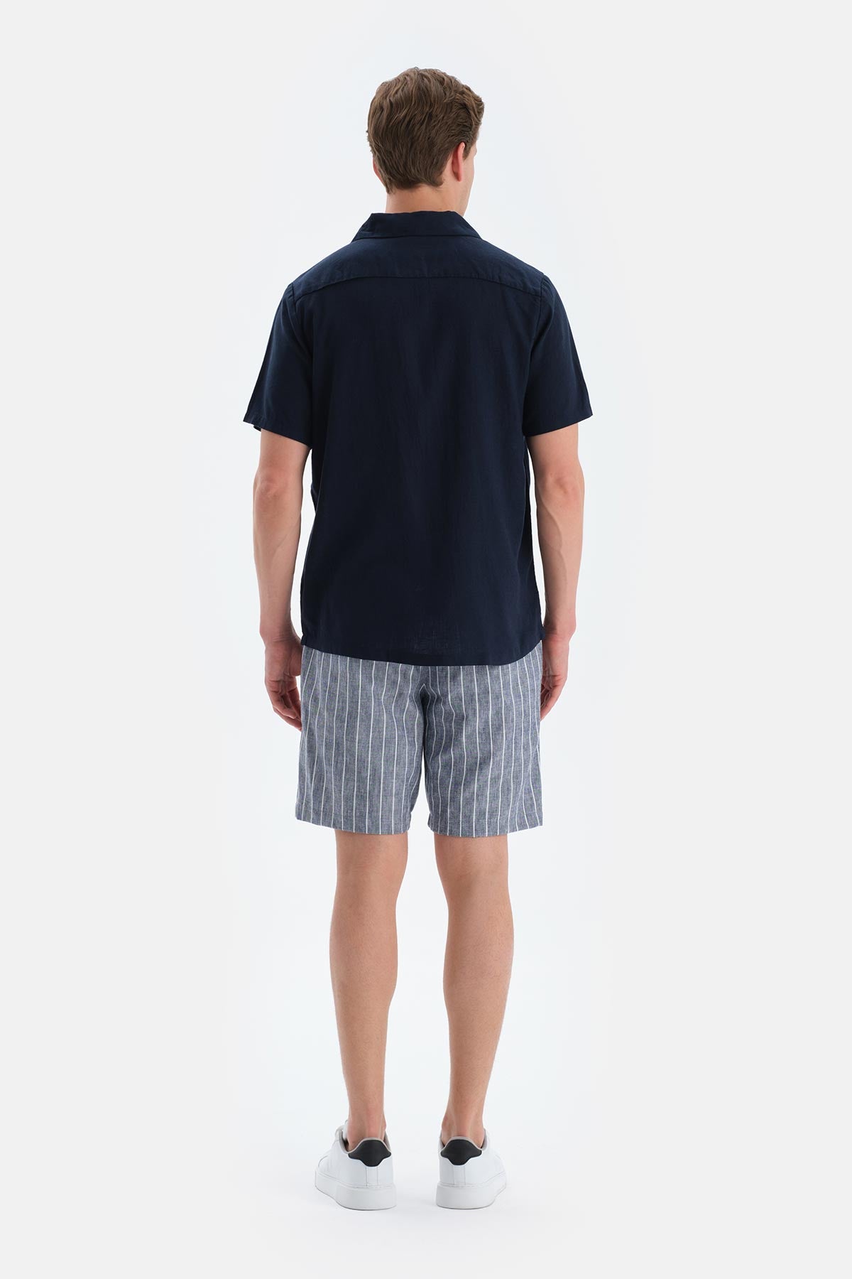Navy MODAL PIQUE SHORTS WITH POCKETS
