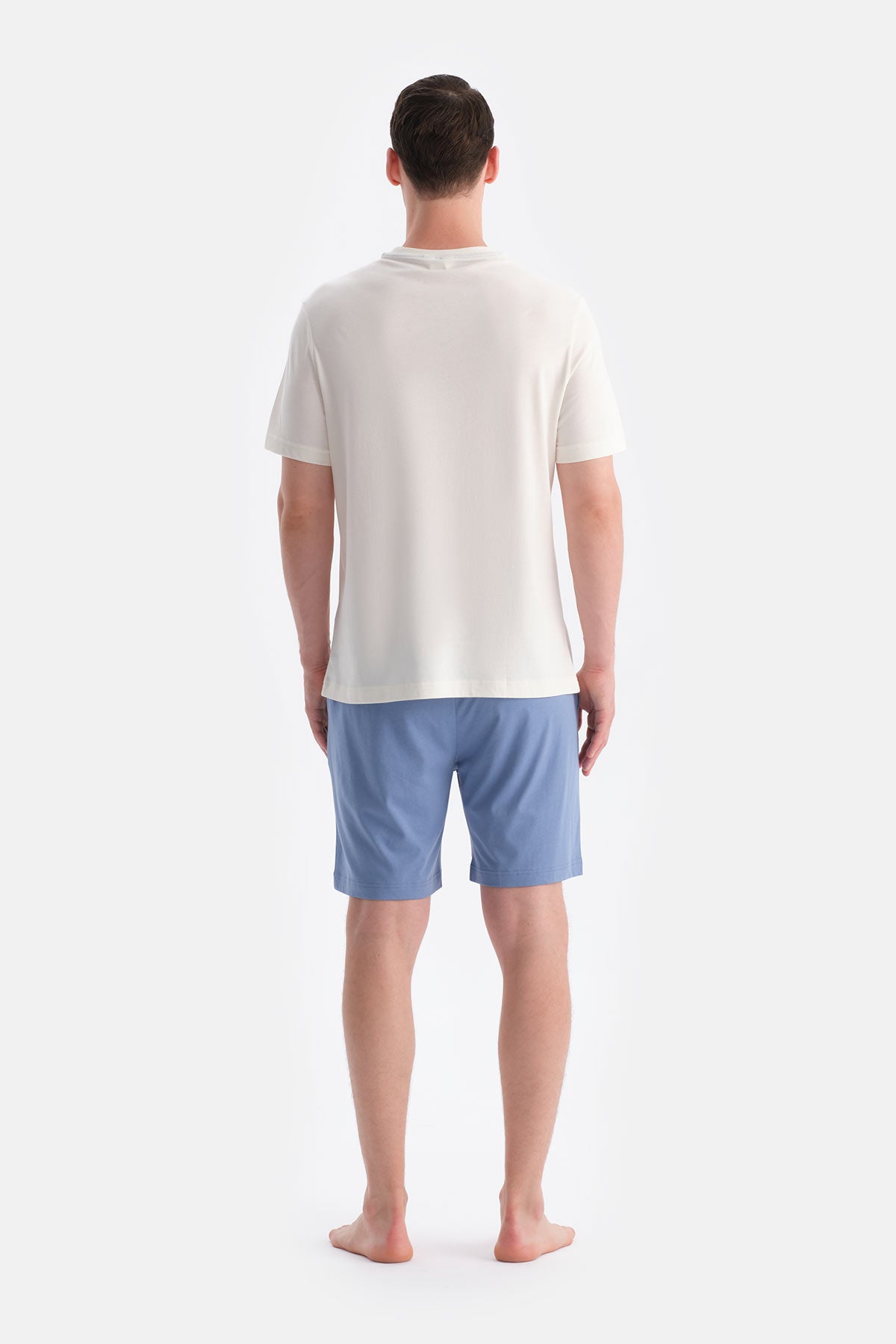 Beyaz Baskı Detaylı Tişört Şort Takım