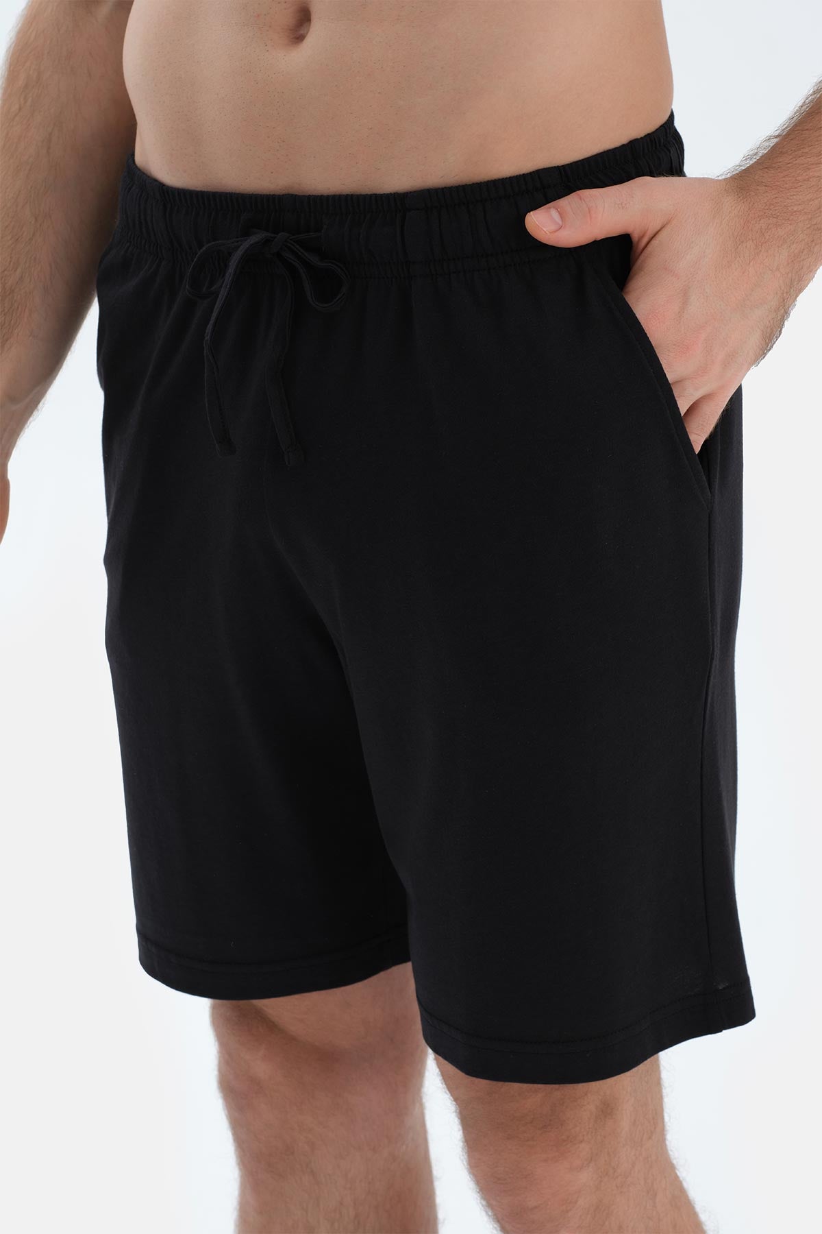 Siyah Kısa Kollu Çizgili Tişört Pantolon Pijama Takımı