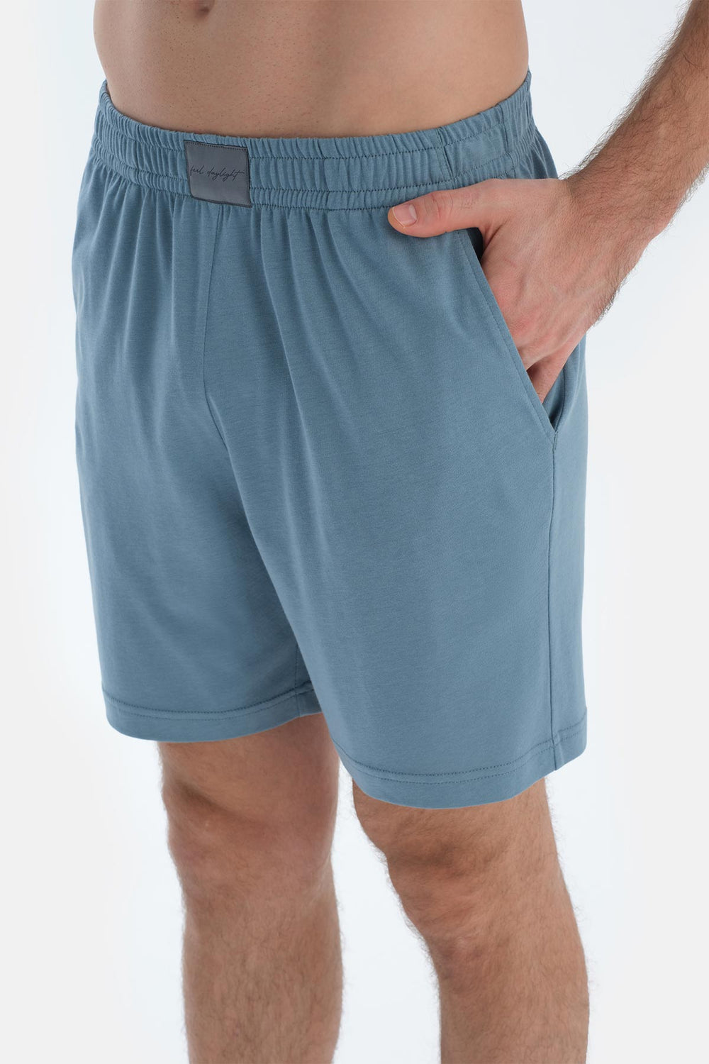 Mavi Kısa Kollu Cepli Basıc Gömlek Şort Pijama Takımı