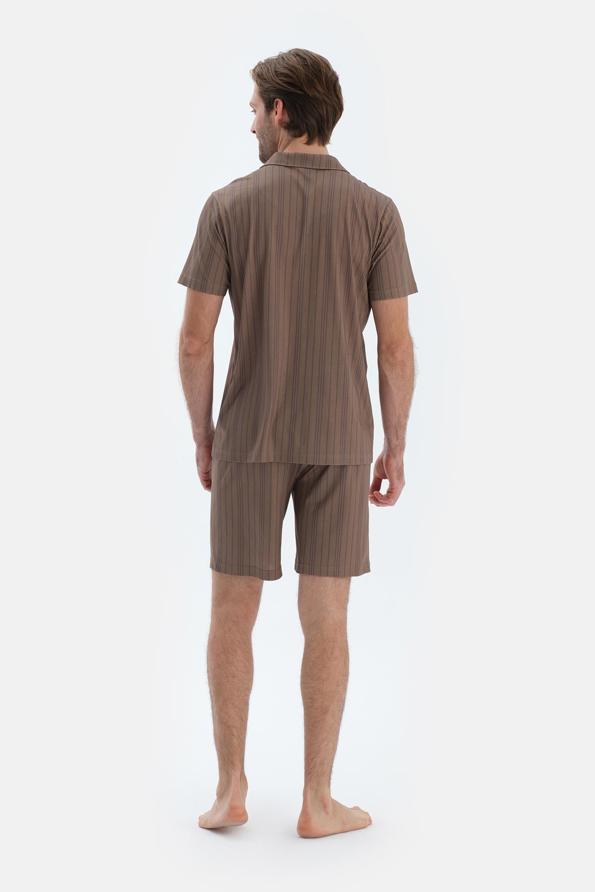 Multicolor Çizgili Gömlek Şort Pijama Takımı