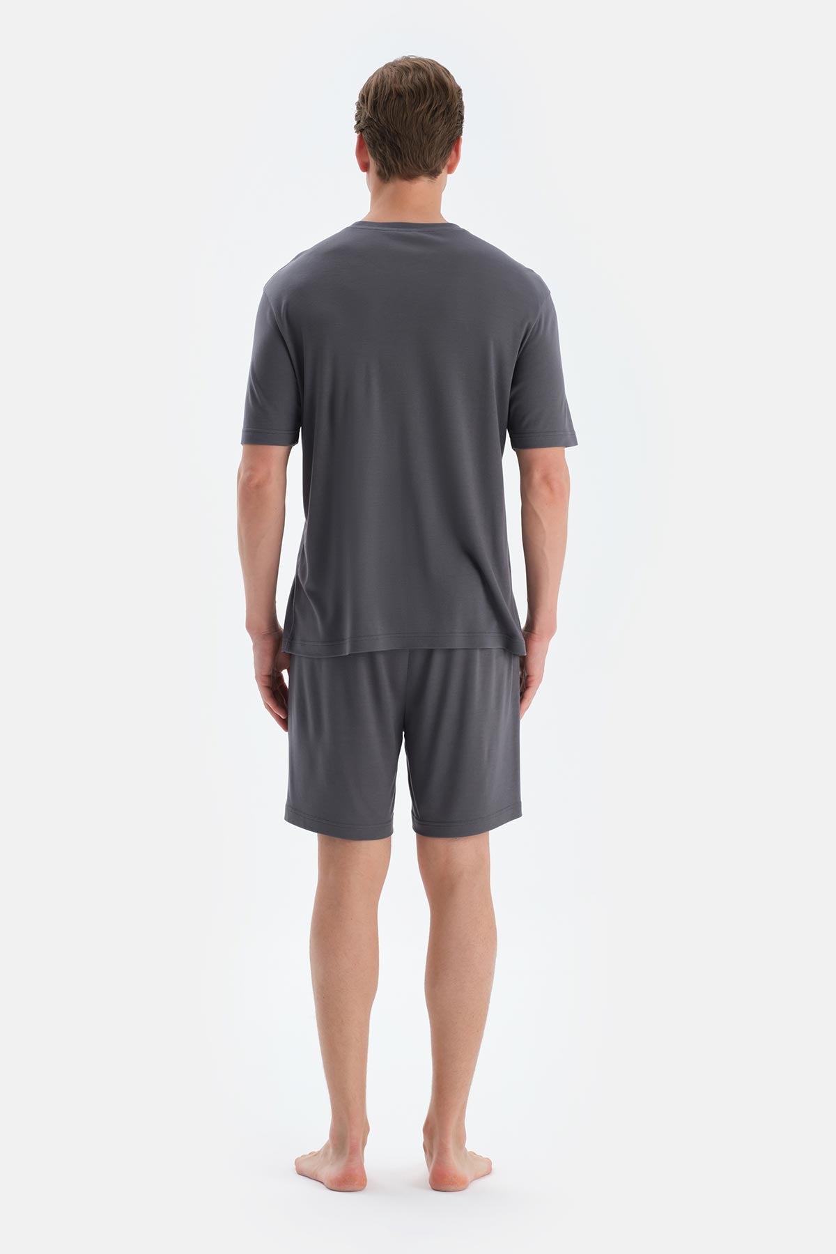 Füme Cool Touch Dikiş Detaylı Tişört Şort Pijama Takımı