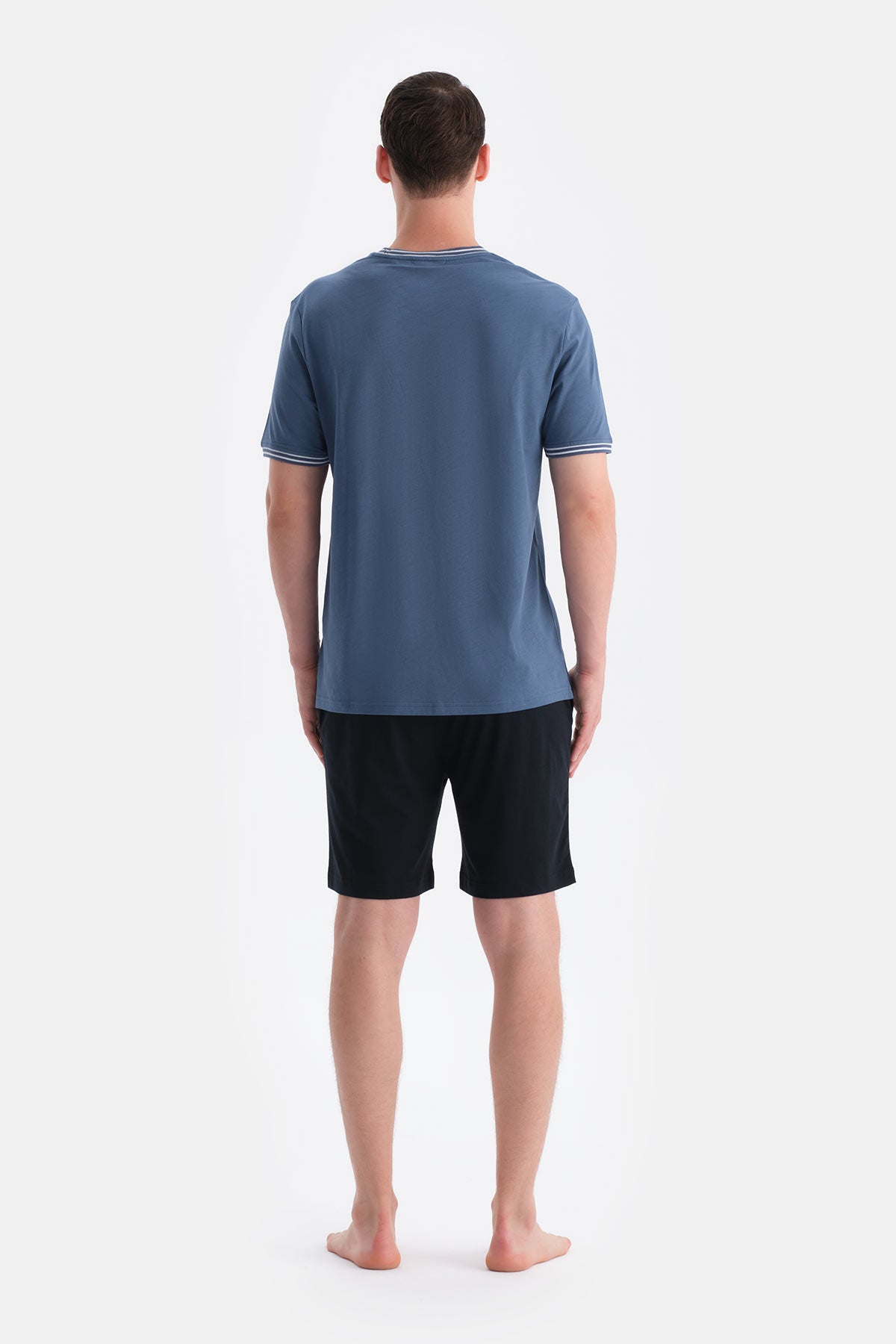 Indigo Triko Bant Detaylı Tişört Şort Pijama Takımı